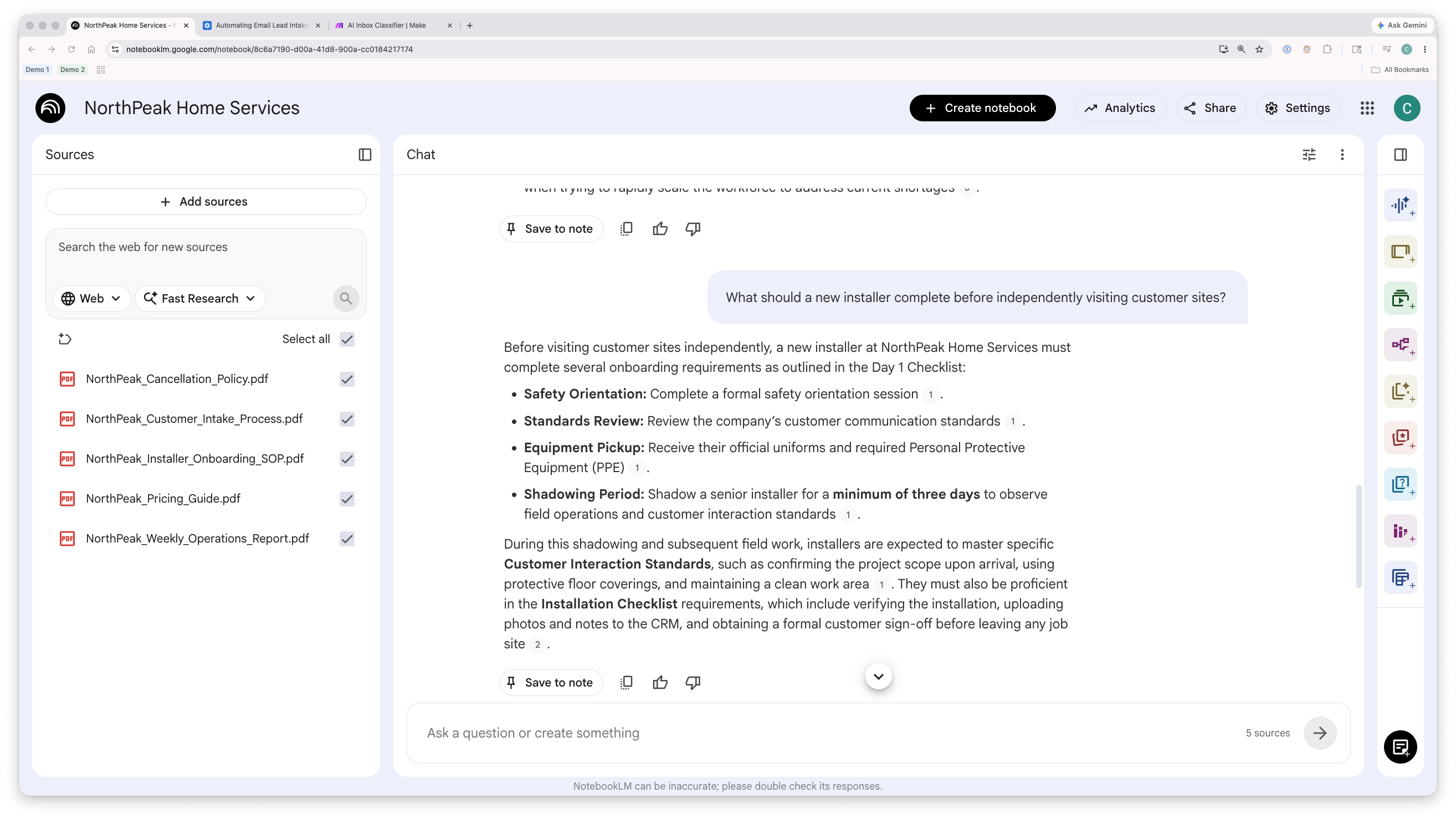AI Knowledge Assistant NotebookLM screenshot
